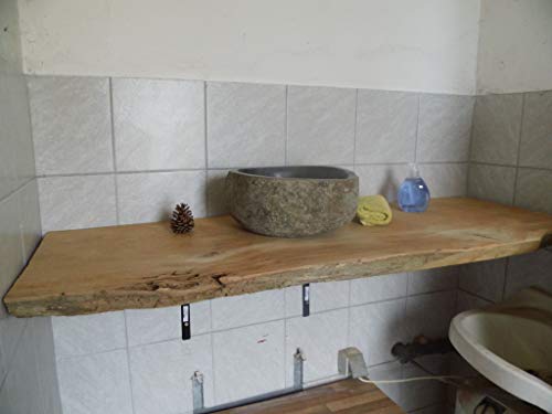 KJR Holzmanufaktur Waschtischplatte, Tischplatte ca. 100 x 40 x 4 cm, Waschtisch, geschliffen,Brett, Eiche, Bohle von KJR Holzmanufaktur