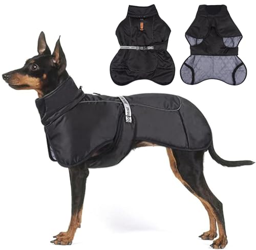 Hunde Kleidung, Warme Hundejacke, Baumwolle Gefütterte Hundejacke Warm Wintermantel für den kalten Winter (schwarz, 3XL) von KJSXUUE