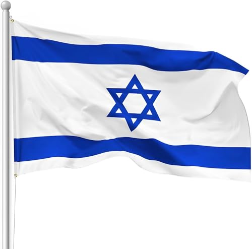 Israel Flagge 90x150cm Flagge, leuchtend bunt, lichtbeständig, starke Flagge, Outdoor-Banner, Gartenschild, Rasen-Feiertagsflagge von KJSXUUE