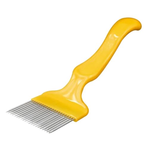 10 stücke Bienenzucht Werkzeu Liefert Pin Bee Gabeln Nadeln Spärlich Rake Schaufel Kamm Entdeckeln Griff Edelstahl Honig(Yellow crooked) von KJUEQ