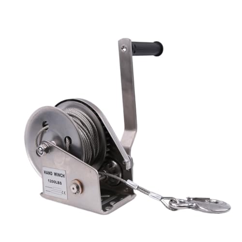 1200LBS 304 Edelstahl selbstsichernde Winde 10 m Drahtseil/Haken Zwei-Wege-Bremse von KJUEQ