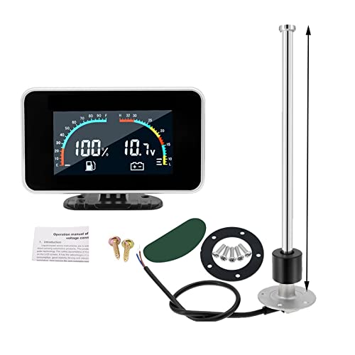 2 IN 1 Kraftstoffstandsanzeige Voltmeter mit Kraftstoffschwimmersensor LCD Auto Meter Voltmeter for Motorrad Auto Kraftstoffdurchflusssensor 0-190 Ohm(200mm) von KJUEQ