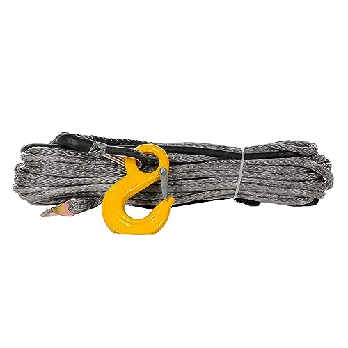 20.500LBS Windenleine, 10 mm x 30 m Seil, synthetisches Uhmwpe-Windenseil mit Haken for Off-Road-4x4-Fahrzeugwerkzeuge(Grey) von KJUEQ