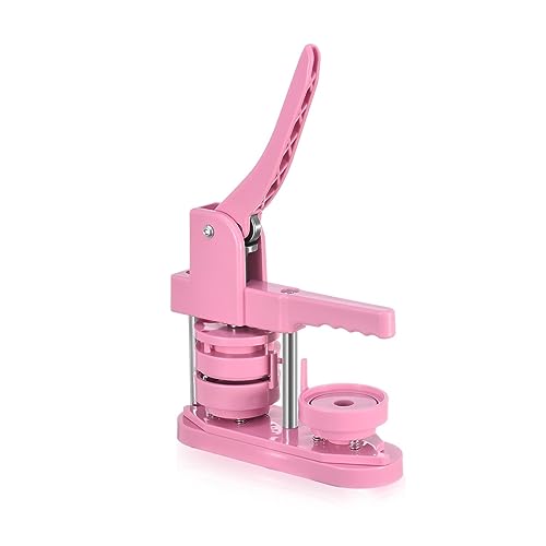 3-in-1 Button-Abzeichen-Herstellungsmaschine mit 25/32/58 mm Form, DIY-Anstecknadel-Herstellungsmaschinen-Set mit 300 Abzeichen-Teilen/Bild/Kreisschneider(Pink) von KJUEQ