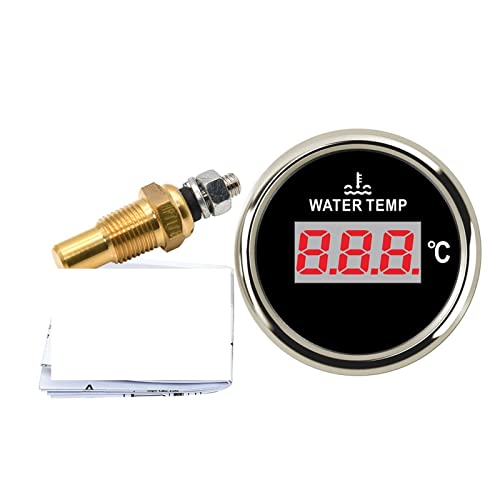 52mm Auto LKW Boot Wassertemperaturanzeige Temperatursensor 40-120 Celsius Boot Auto Digitaler Wassertemperaturmesser mit roter Hintergrundbeleuchtung(2) von KJUEQ