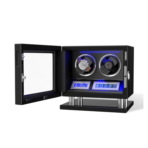 Automatischer Uhrenbewer For Entsperren Per Finrabdruck Mit 3/4/6/8/12 Steckplätzen, Touchscreen-Fernbedienung, Uhren-Safe(2 winders) von KJUEQ