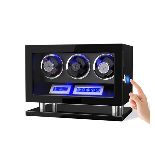 Automatischer Uhrenbewer For Entsperren Per Finrabdruck Mit 3/4/6/8/12 Steckplätzen, Touchscreen-Fernbedienung, Uhren-Safe(3 winders) von KJUEQ