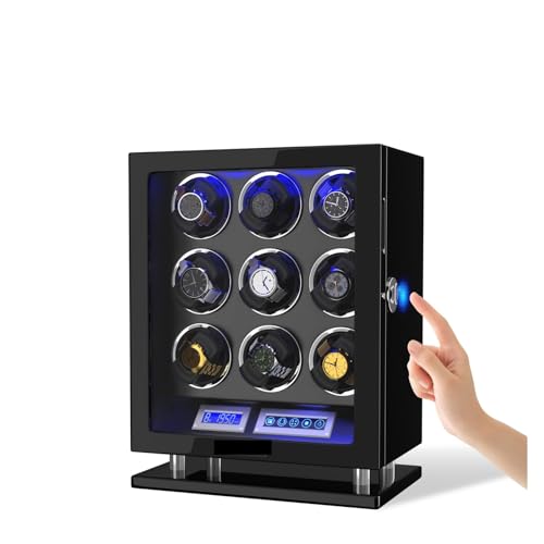 Automatischer Uhrenbewer For Entsperren Per Finrabdruck Mit 3/4/6/8/12 Steckplätzen, Touchscreen-Fernbedienung, Uhren-Safe(9 winders) von KJUEQ