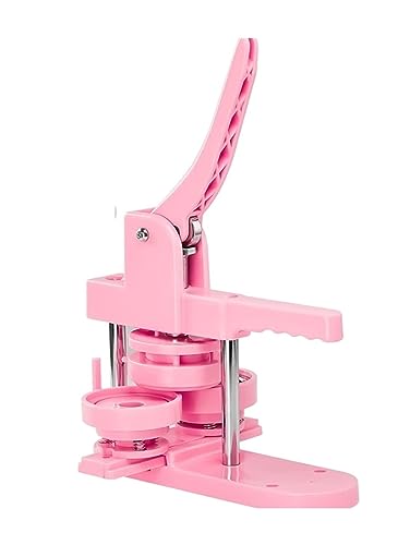 DIY Pin Badges Set Button Press Machine, 25+32+58MM Badge Button Maker Machine Kit mit 300 Button Parts+Kreisschneider+3 Formen(Pink) von KJUEQ
