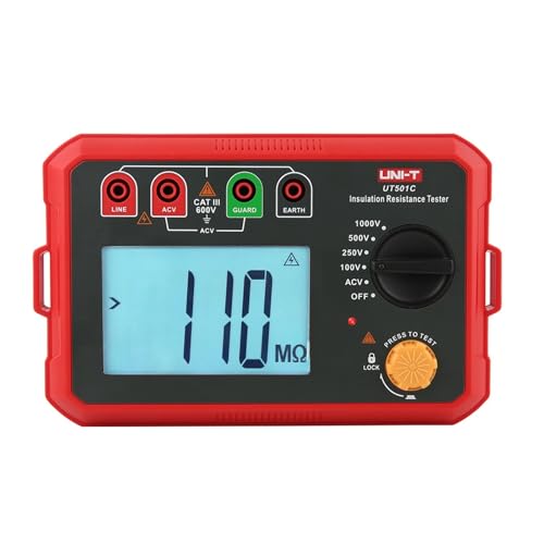Isolationswiderstandstester UT501A UT501C UT502A UT502C Digitaler Megometer Megohmmeter Ohm Tester Auto Range Hintergrundbeleuchtung(501C) von KJUEQ