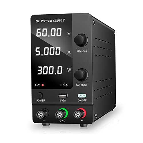 Kontinuierlicher Rotationscodierer DC Laborversorgungslaborlaboreinstellbare Bankquelle Aktualisiert LCD Aktueller Stabilisator(60V 5A Black) von KJUEQ
