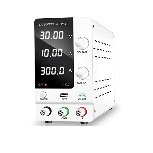 Kontinuierlicher Rotationscodierer DC Laborversorgungslaborlaboreinstellbare Bankquelle Aktualisiert LCD Aktueller Stabilisator(60V 5A White) von KJUEQ