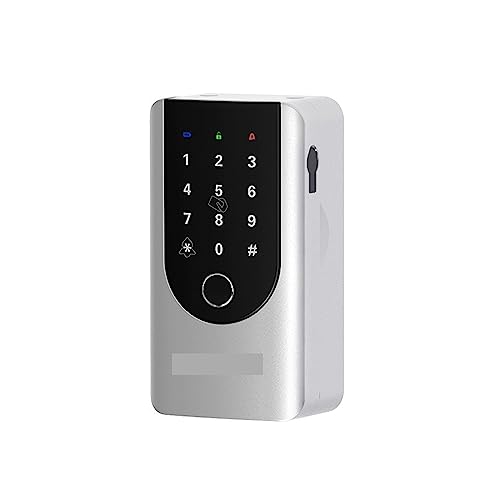 Schlüsselkasten for Hausschlüssel, intelligenter biometrischer Schlüsseltresor for den Außenbereich, wandmontiertes 4-stelliges Kombinationsschlüssel-Aufbewahrungsschloss(KR-KB150C-Silver) von KJUEQ