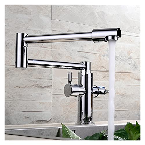 Solid Messing Chrom Finish erweiterte heiße und kalte Küchenspüle Mixer Tippwand montiert Topffüller Wasserhahn Wasserhahn von KJUEQ