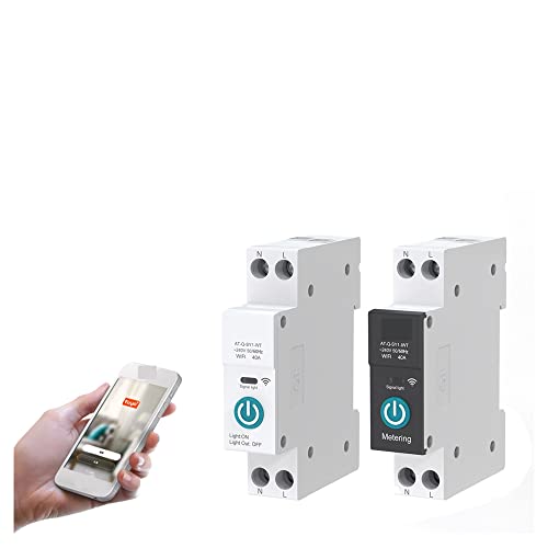 TUYA Smart Circuit Breaker mit Messung 1P 63A Rail DIN for Smart Home Wireless Remote Control Switch for App(Black with Metering,10 A) von KJUEQ