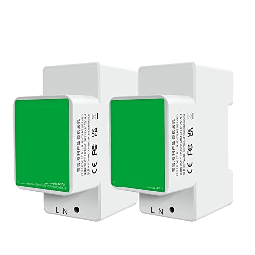 Tuya Einphasen-Energiezähler 6 in 1 Wechselstrom-Elektro-DIN-Schiene Smart Kwh Stromverbrauchszähler Wattmeter Voltmeter Amperemeter(2PCS Energy Meter) von KJUEQ