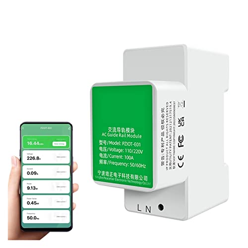 Tuya Einphasen-Energiezähler 6 in 1 Wechselstrom-Stromschiene Smart Kwh Stromverbrauchszähler Wattmeter Voltmeter Amperemeter(1PC) von KJUEQ