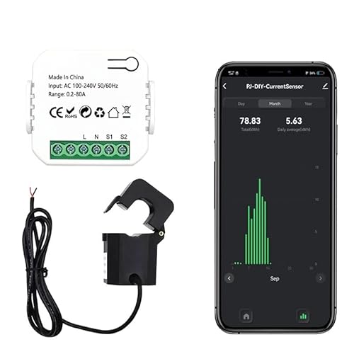 Tuya Energiezähler 80A mit Stromwandlerklemme KWh Leistungsmonitor Stromstatistik 50/60Hz Tuya Energiezähler 80A mit Stromwandlerklemme KWh Leistungsmonitor Stromstatistik 50/60Hz von KJUEQ