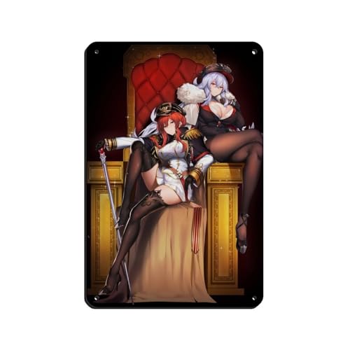 KJUFE Anime Azur Lane Graf Zeppelin und Monarch Spielposter Blechschild Vintage Metall Pub Club Cafe Bar Home Wandkunst Dekoration Poster Retro 20 x 30 cm von KJUFE
