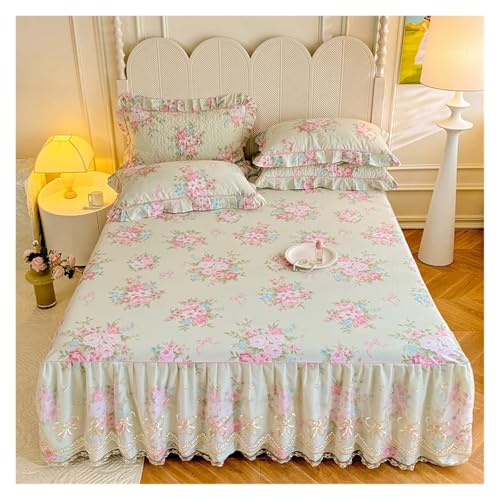 KJUUQBZL Baumwoll-Bettrock, Spitzen-Tagesdecke, Blumen-Tagesdecke, Bettdecke, hautfreundlicher Matratzenschoner 46(Xinghuaweiyu,200x220x40cm 1pc) von KJUUQBZL