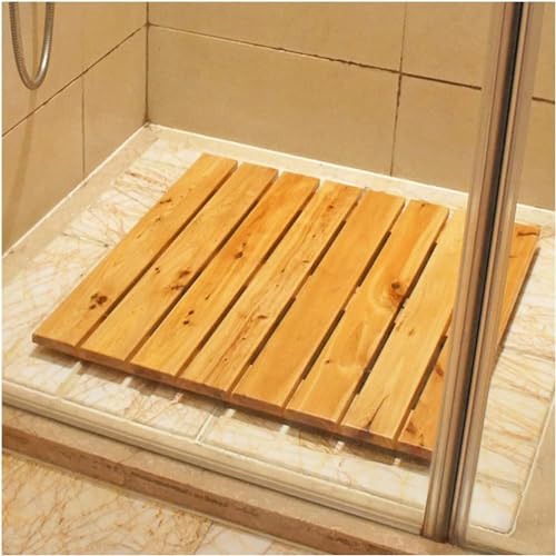 Duschmatte aus Holz, rutschfeste Duschmatte für den Innenbereich, Badezimmer, Entenbrett, Abflussbrett (naturfarben, 2 Stück, 40 x 60 cm) von KJoBDwz