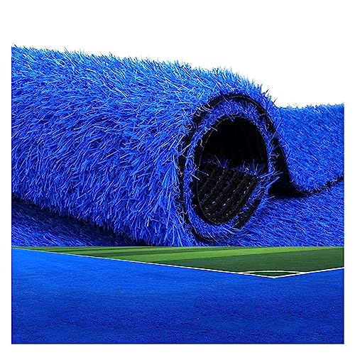 KJoBDwz Blauer Kunstrasenteppich, Kunstrasen mit Drainagelöchern für den Außenbereich, Garten, Fußballfeld, Rasenteppich (150 x 200 cm) von KJoBDwz