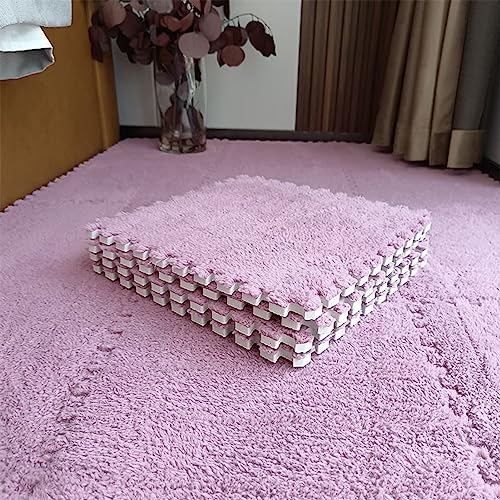KJoBDwz Ineinandergreifender Teppich, Plüschschaum-Bodenmatte, rutschfeste, ineinandergreifende Teppichblöcke, für Wohnzimmer, Schlafzimmer, Klettermatte, Rosa, 60 x 60 cm, 18 Stück von KJoBDwz