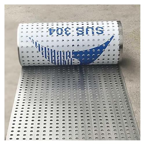 KJoBDwz Lochblech Perforierte Metallgitterplatte, 0,3 mm Dicke Lochplatte, Diebstahlsicherungsgitterplatte, mit Zurrhandschuhen(10x100cm) von KJoBDwz