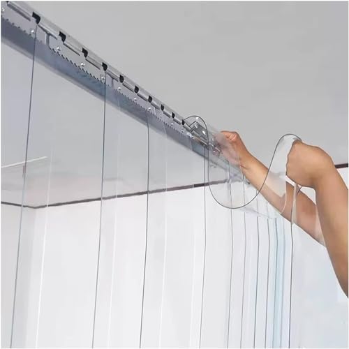 KJoBDwz PVC-Streifenvorhang, antiklebender wasserdichter Kunststoffstreifen-Türvorhang, Werkstatt-Fabrik-Garage, schneidbare Vinylstreifen PVC Streifenvorhang Lamellen(1.2x2.2m) von KJoBDwz
