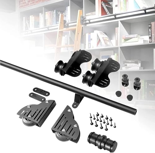 KJoBDwz Rollbare Bibliotheksleiter Hardware-Kit for rollende Bibliotheksleitern aus schwarzem Stahl for das Home Office KJoBDwz Rollbare Bibliotheksleiter Hardware-Kit for rollende Bibliotheksleitern aus schwarzem Stahl for das Home Office von KJoBDwz