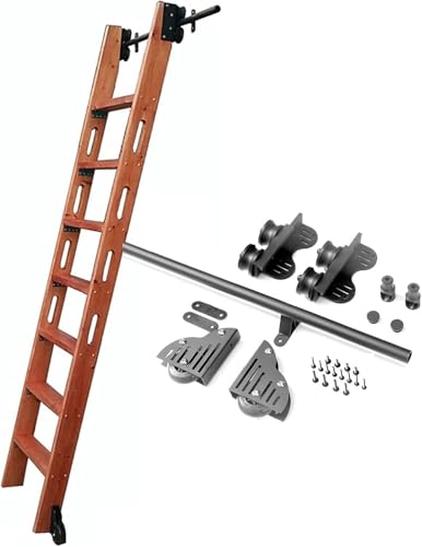 KJoBDwz Rollbare Bibliotheksleiter Schiebeleiterschienen-Set for Bibliotheken mit runder Rohrschiene, rollender einziehbarer Hardware und Bodenrollen-Zubehörset, ideal KJoBDwz Rollbare Bibliotheksleiter Schiebeleiterschienen-Set for Bibliotheken mit runder Rohrschiene, rollender einziehbarer Hardware und Bodenrollen-Zubehörset, ideal von KJoBDwz