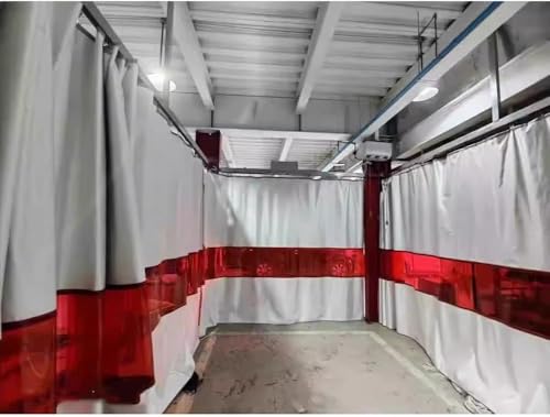 KJoBDwz Schweißvorhang-Trennwände mit gerader Schiene, silikonbeschichtete Decke mit rotem Sichtfenster(2x2.5 m/6.6x8.3 ft) von KJoBDwz