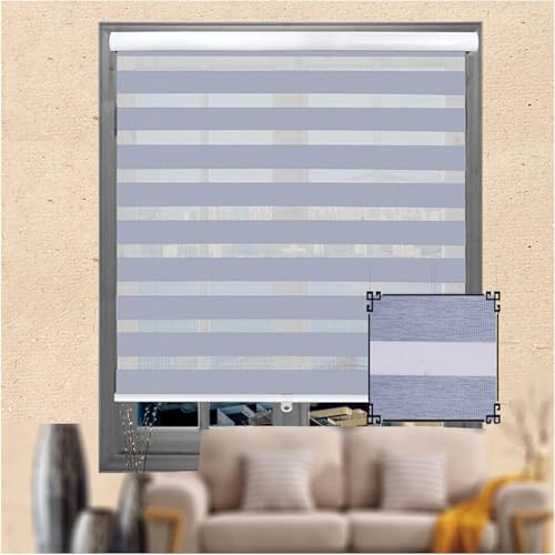 KJoBDwz Zebra-Stoffrollo Transluzent Zebra-Jalousien, kabellose, lichtfilternde Jalousien zur Verdunkelung der Privatsphäre im Raum, integrierte Feder, einfach zu steuern(80x200cm) von KJoBDwz
