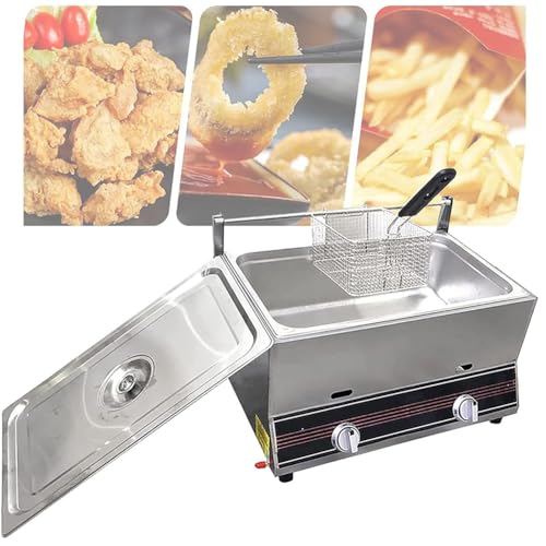 KK-GGL Kommerzielle Fritteuse, 20 l, professionelle Edelstahl-Arbeitsplatte, tiefe Bratpfanne, Tempura-Frittiertopf im Janpanese-Stil, Eintauchelement, Fritteuse, A Gas von KK-GGL