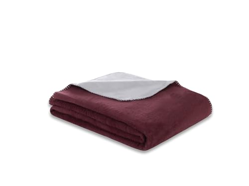 Doubleface Wohndecke Kuscheldecke 2 farbig 150x200 cm tolle Wendedecke aus hochwertiger Baumwollmischung, kuschelweich und angenehm warm (Mahagoni/hellgrau) von KK SHOPPING Versandhandel Klaus Kolodzie