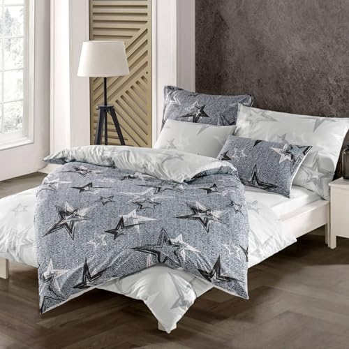 Starlife Wende Bettwäsche grau Sterne 135 x 200 cm 80 x 80 cm von KK SHOPPING Versandhandel Klaus Kolodzie