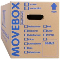 100 Umzugskartons Movebox Smart & Safe 2-wellig 25 kg belastbar Beschriftungsfeld Griffverstärkung - Braun von KK VERPACKUNGEN