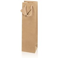 Kk Verpackungen - 20 x Tragetasche Geschenktüte für 1 Flasche 100x85x360 mm Kraftpapier Natur - Natur, Braun von KK VERPACKUNGEN