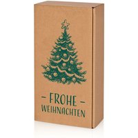 Kk Verpackungen - 25 x Präsentkarton für 2 Flaschen 360x180x90 mm Kraftpapier Weihnachten Natur Grün - Grün, Natur, Braun von KK VERPACKUNGEN