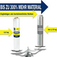 2 Rollen Stretchfolie Palettenfolie Wickelfolie 17 my 500mm x 300m transparent - Transparent von KK VERPACKUNGEN