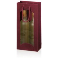 Kk Verpackungen - 20 x Tragetasche Geschenktüte für 2 Flaschen 170x85x360 mm offene Welle Fenster Bordeaux - Rot, Bordeaux von KK VERPACKUNGEN