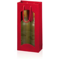 Kk Verpackungen - 20 x Tragetasche Geschenktüte für 2 Flaschen 170x85x360 mm offene Welle Fenster Rot - Rot von KK VERPACKUNGEN