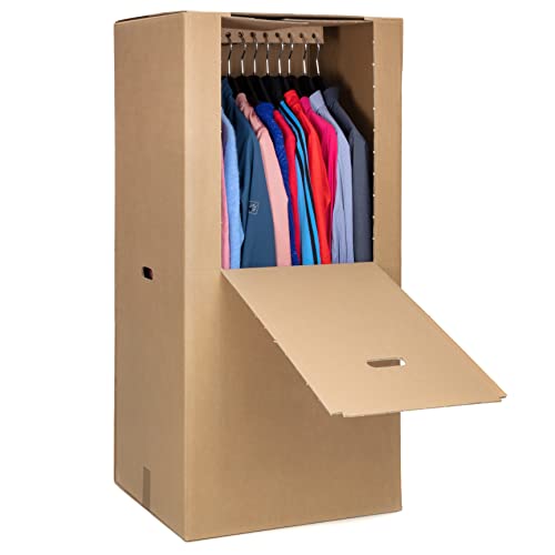 3 Kleiderboxen Spedition 2.60 BC Welle 600 x 510 x 1350 mm von KK Verpackungen