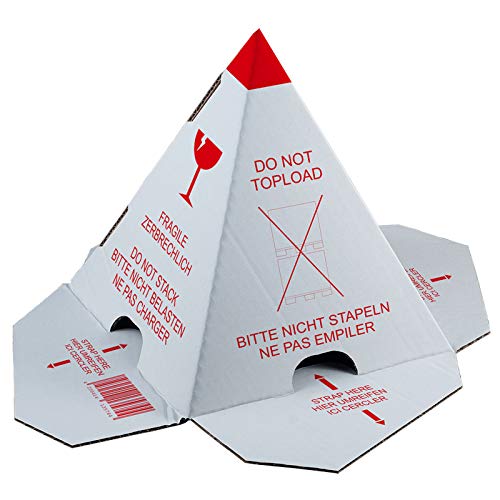 KK Verpackungen® Palettenhütchen mit Selbstklebestreifen | 100 Stück, Stapelschutzpyramide mit drei Sprachen "Nicht stapeln" zur Ladungssicherung von KK Verpackungen