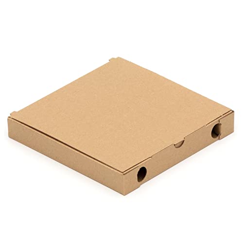 KK Verpackungen® Pizzakartons | 200 Stück, 20x20x3 cm, Pizzaboxen Cuboxale in Blanko Braun | Hochwertige Pizzaschachteln ohne Motiv von KK Verpackungen