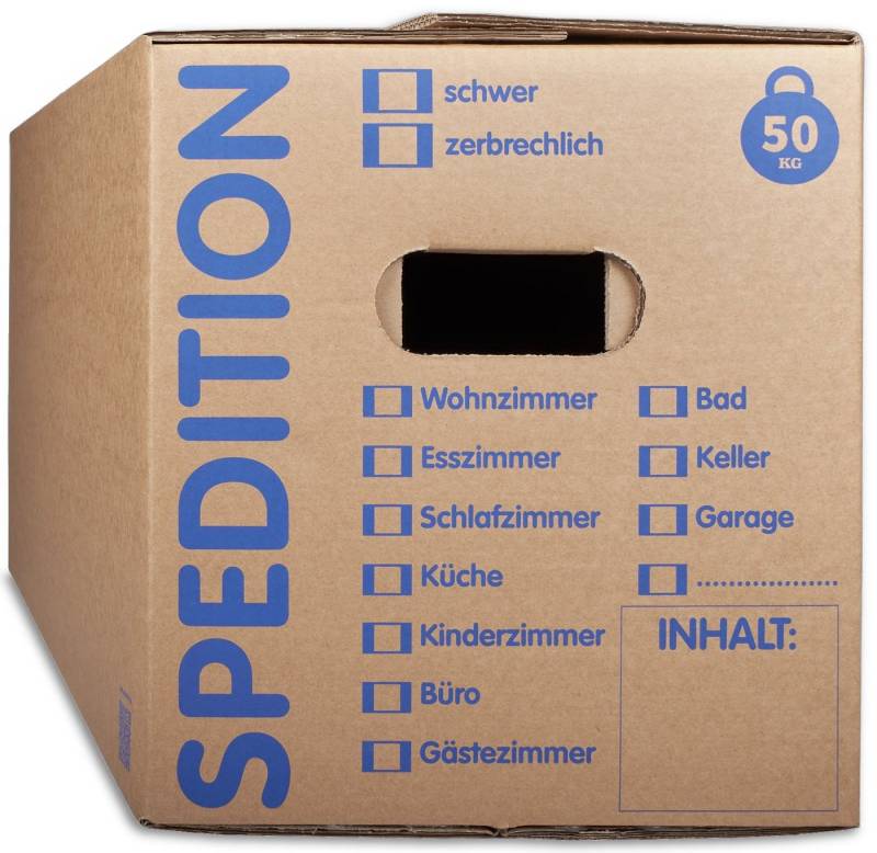 KK Verpackungen Aufbewahrungsbox (Spar-Set, 5 St., 5er-Set), Mehrweg-Umzugskisten 2-wellig Umzugskiste Speditionsqualität 50kg von KK Verpackungen