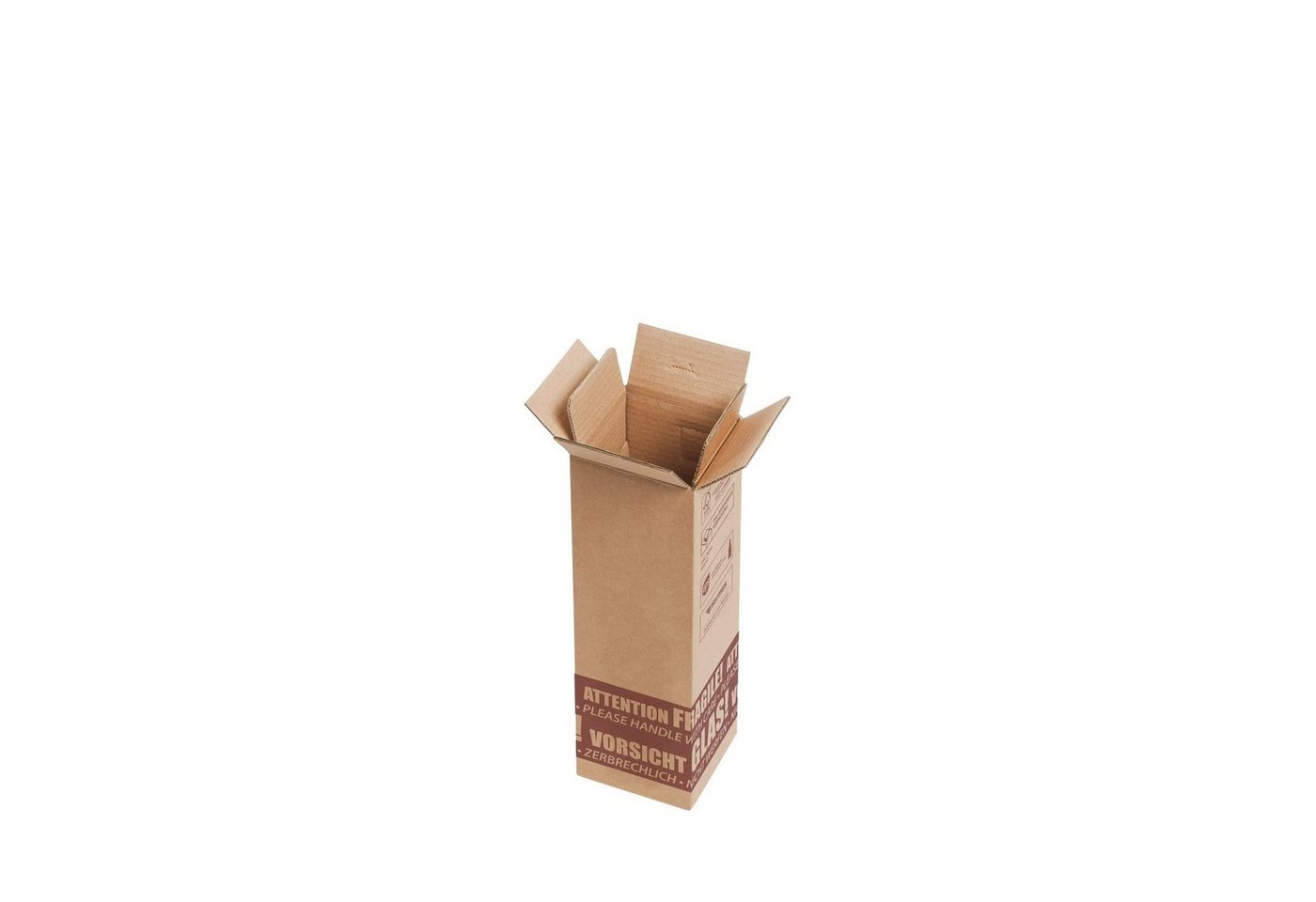 KK Verpackungen Faltbox (15 St), Flaschenversandkarton 1 Flasche 105x105x360 mm PTZ geprüft von KK Verpackungen