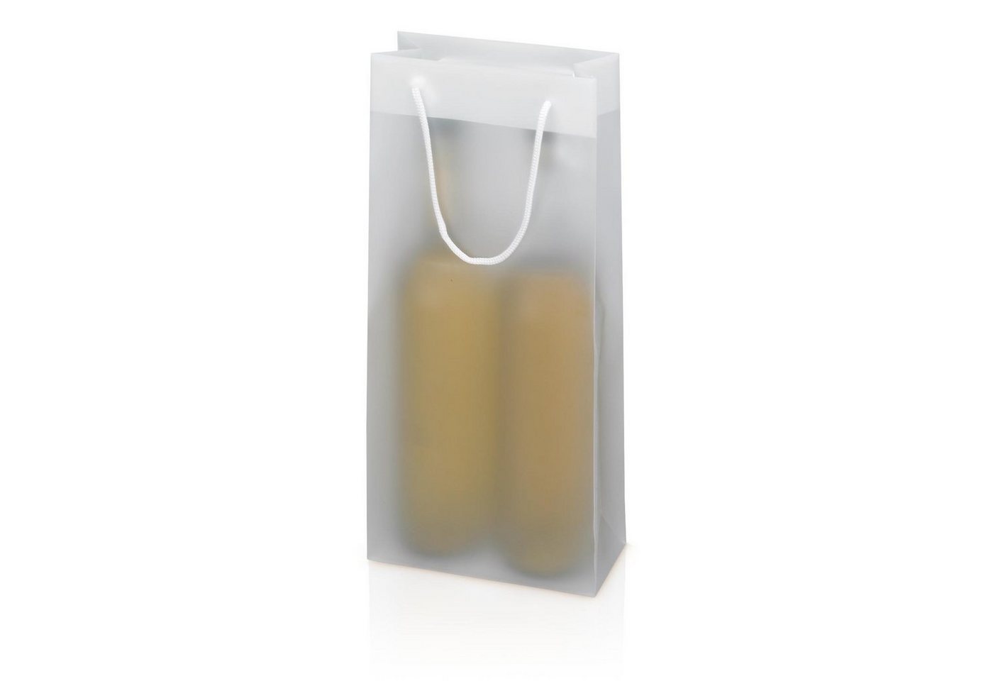 KK Verpackungen Geschenkbox (10 St), 10 x Tragetasche Geschenktüte für 2 Flaschen 170x85x360 mm Frost Transparent von KK Verpackungen