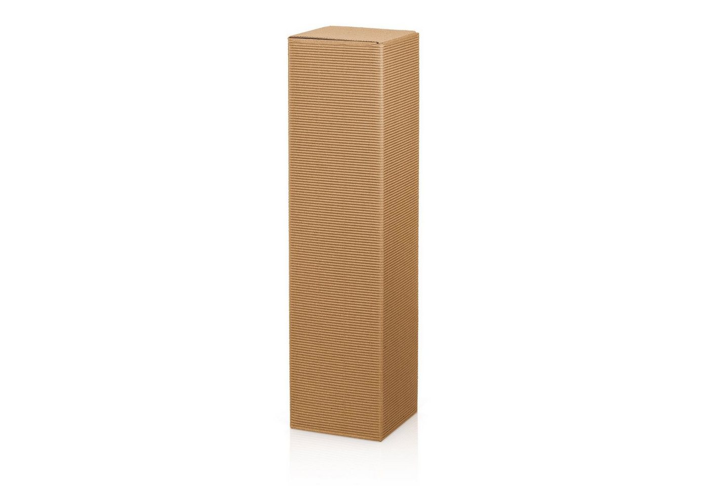 KK Verpackungen Geschenkbox (1000 St), 1000 x Faltschachtel für 1 Flasche 92x92x355 mm offene Welle Natur von KK Verpackungen