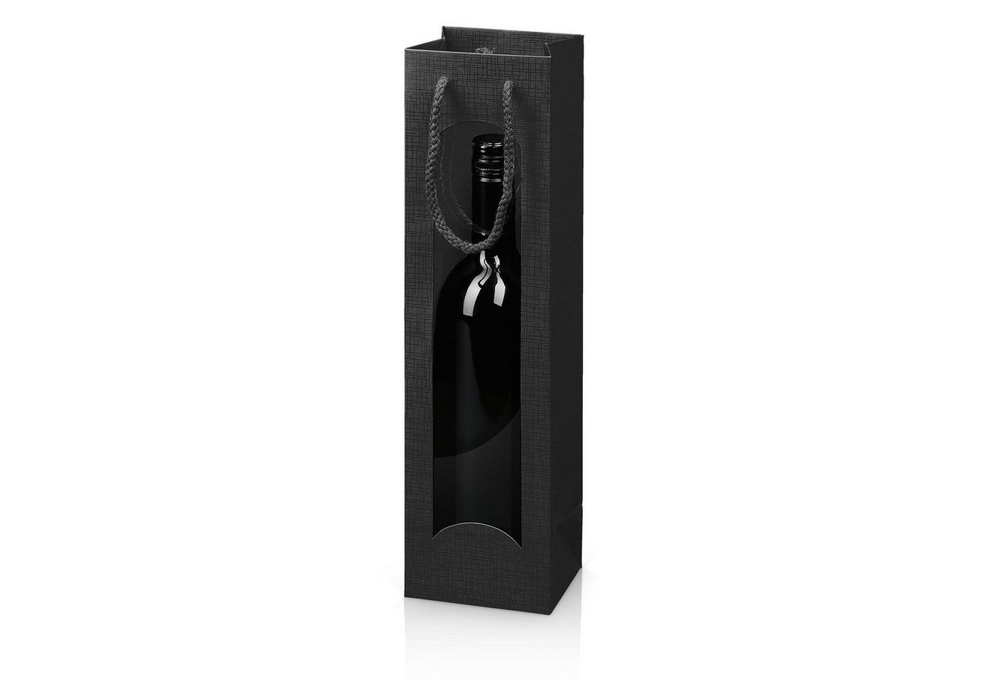 KK Verpackungen Geschenkbox (1000 St), Papiertragetasche 1 Flasche 100x85x360mm Fenster Schwarz von KK Verpackungen